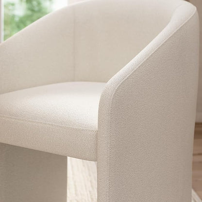 Bush Home Mid Back Barrel Office Chair, Home Office Furniture, Camille Collection, Light Cream Fabric