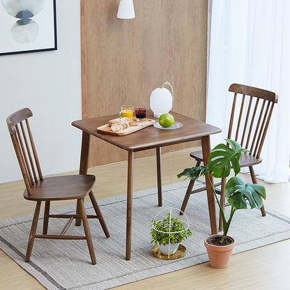 Livinia Canberra 27.6" Square Wooden Dining Table/Mid Century Modern Malaysian Oak Kitchen Table (Walnut) Table Only