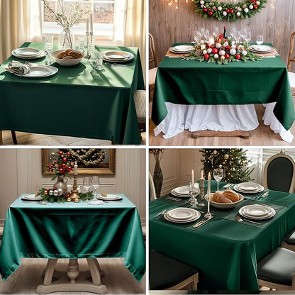 Square Tablecloth 52 x 52 Inch Dark Green Tablecloths Stain-Wrinkle Resistant Washable Polyester Table Cloths for Holiday, Buffet Parties,and Wedding 6pack