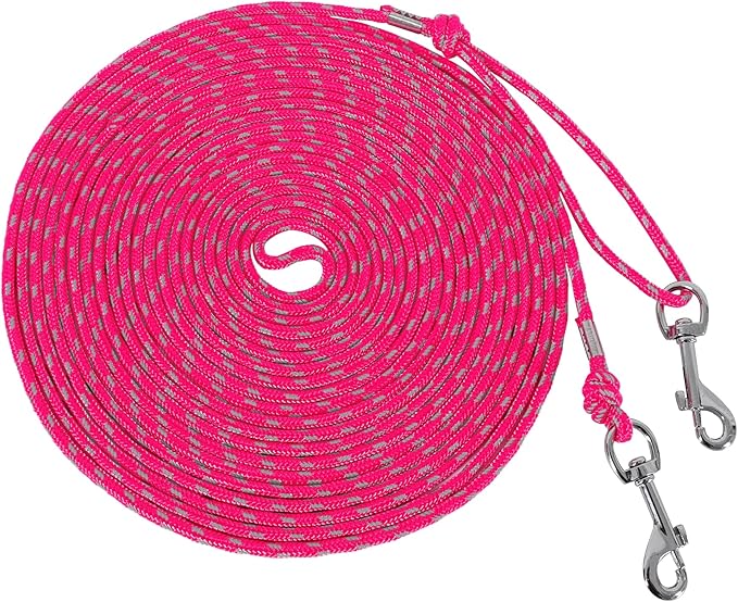 Reflective Cat Leash -30FT Cat Cable Out Escape Proof Walking Yard Long Durable Safe Leash Traning Play Outdoor for Puppies/Kittens/Small Animals(Hotpink)