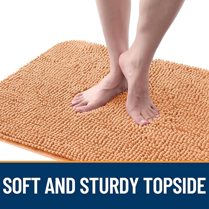 OLANLY Dog Door Mat for Muddy Paws 70x46, Absorbs Moisture and Dirt, Absorbent Non-Slip Washable Doormat, Quick Dry Chenille Mud Mat for Dogs, Entry Indoor Entryway Carpet for Inside Floor, Orange