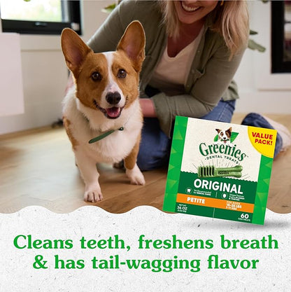 Greenies Original Petite Dental Dog Treats, 36 oz. Pack (60 Treats)