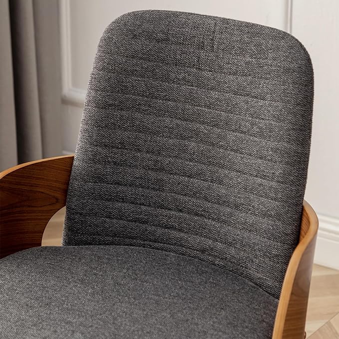 Dining Room Chairs Set of 2,Mid Century Modern Kitchen Chairs,Upholstered Accent Chairs,Metal Legs Wooden Desk Chairs,Armless and No Wheels for Kitchen Dining Living Room,Gray Fabric