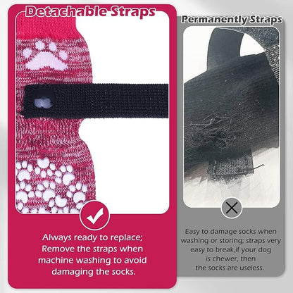 EXPAWLORER Anti Slip Dog Socks to Prevent Licking Paws, Dog Shoes for Hot Pavement, Dog Booties for Small Medium Large Senior Dogs, Traction Control Boots & Paw Protectors for Hardwood Floors Rose
