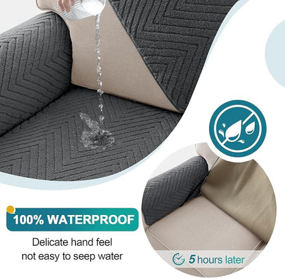 Turquoize Waterproof Couch Cover for Dogs Fuzzy Pet Couch Covers for Sofa Thick Dog Bed Cover Non-Slip Sofa Covers for 3 Cushion Couch Protector Slipcover Pet Friendly (Grey, 36" x 84")