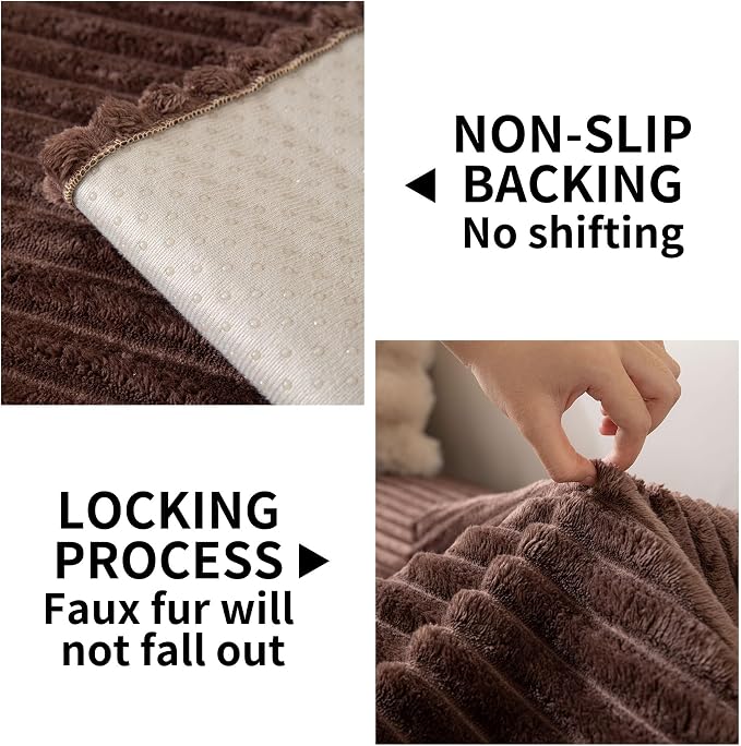 HAOMAIJIA Waterproof Couch Cover for Dogs Washable,Faux Fur Pet Couch Covers for Sofa,Soft Dog Bed Cover Non-Slip Couch Covers for 3 Cushion Couch Sofa Pet Friendly (Brown, 35" x 95" 1 Pack)