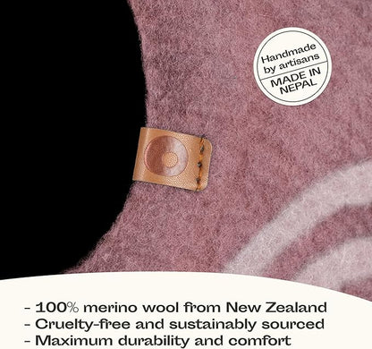 MEOWFIA Cat Cave – Premium Felt Cat Bed for Indoor Cats, Handmade 100% Merino Wool (Gold Rose, Medium)