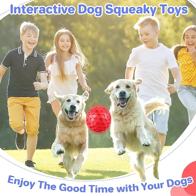 Indestructible Squeaky Dog Balls for Aggressive Chewers, Interactive Dog Toys for Aggressive Chewers for Relieving Anxiety, Dog Chew Toy Balls for Small Medium Large Dogs, Outdoor Dog Toys