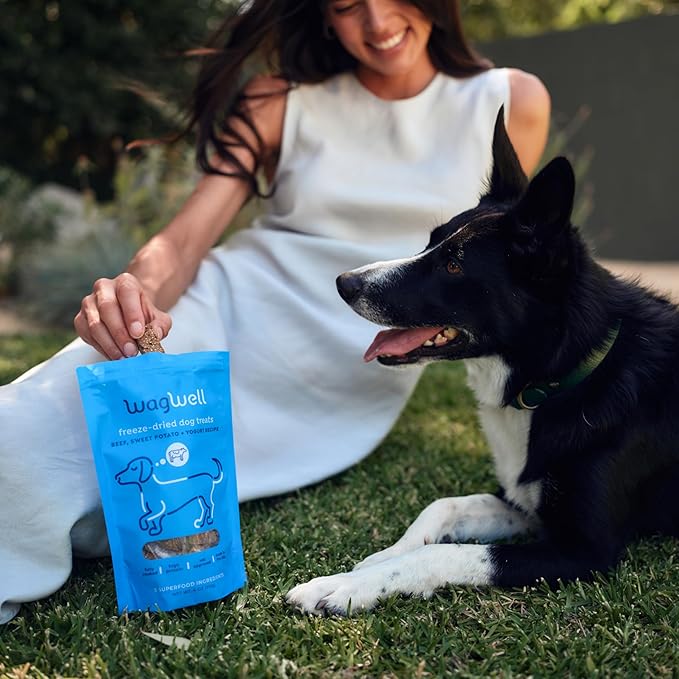 WagWell Freeze-Dried Treats - Beef, Sweet Potato, + Yogurt Recipe - Fully Cooked, High Protein Made in The USA - Minimally Processed & Vet Approved
