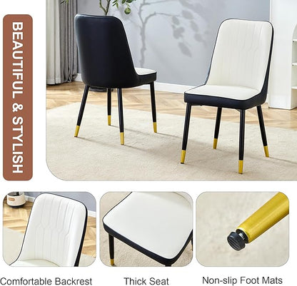 Dining Chairs Set of 4，Modern Dining Chairs, Equipped with PU Leather Backrest Cushions and Metal Legs, Suitable for Restaurants, Kitchens, and Dining Room Chairs