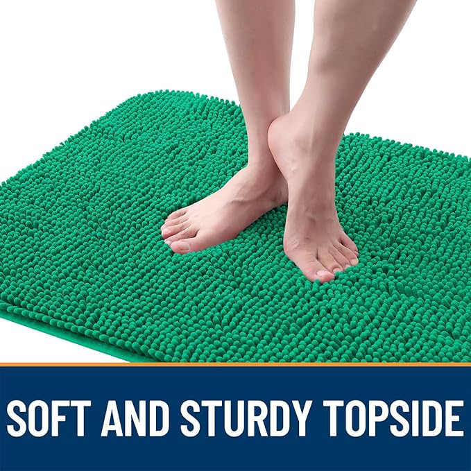 OLANLY Dog Door Mat for Muddy Paws 36x24, Absorbs Moisture and Dirt, Absorbent Non-Slip Washable Doormat, Quick Dry Chenille Mud Mat, Entry Indoor Entryway Carpet for Inside Floor, Emerald Green