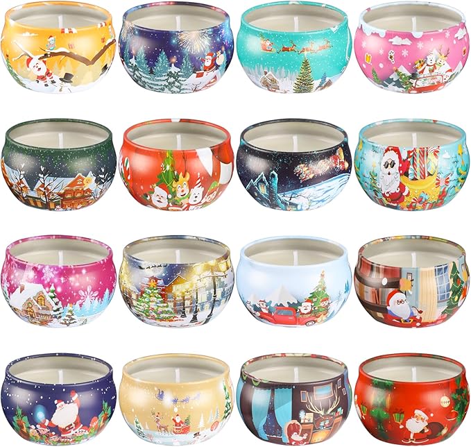 16Pack Christmas Candles Gift Set, Long Lasting Burning Natural Soy Wax 2.5oz Scented Candles with Essential Oils for Home Scented,