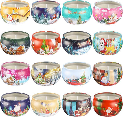 16Pack Christmas Candles Gift Set, Long Lasting Burning Natural Soy Wax 2.5oz Scented Candles with Essential Oils for Home Scented,