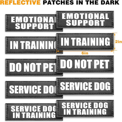 WINSEE Service Dog Vest Harness for Medium Dog, Tactical Working MOLLE Vest with 10 Pet Patches, No Pull Heavy Duty Harness for Training Walking