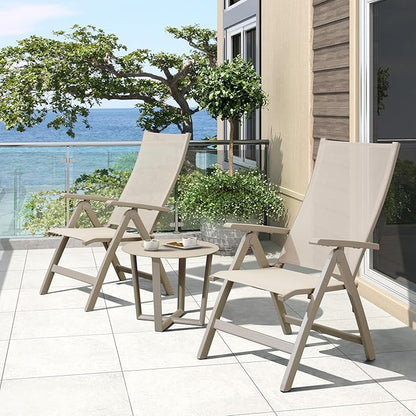 Adjustable Folding Chair, Indoor Bedroom, Outdoor Balcony, Patio, Lawn Yard Beach, Porch, for Comfortable Foldable Lounge Chair, Portable Cozy Recliner, Metal Frame