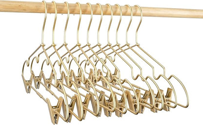 12.5" Gold Metal Baby Clothes Clips Hanger Children Kids Coat Hanger Display and Storage 10Pack