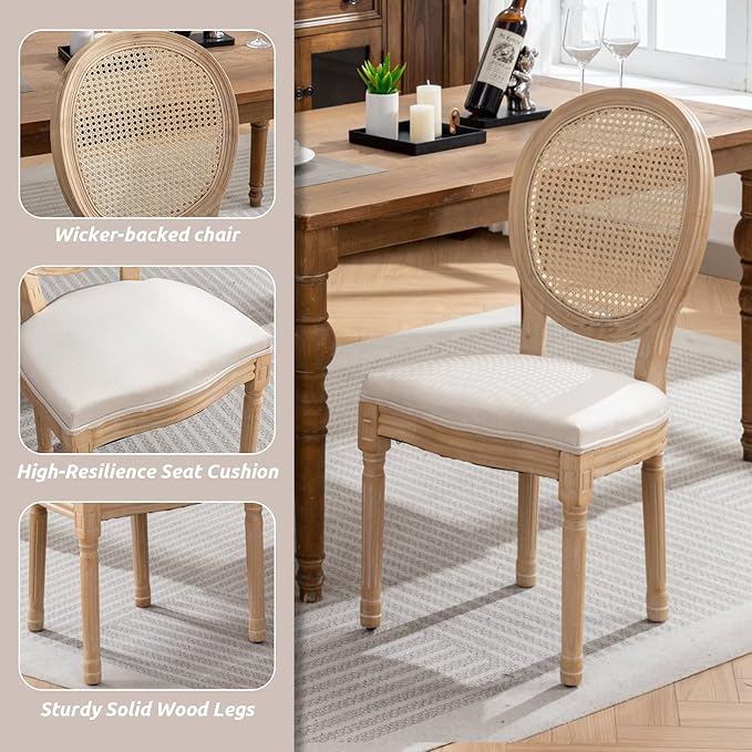 SoarFlash Kitchen Table and Chairs for 2, 31.5" Dining Table Set for 2 with French Dining Chairs, 3 Piece Round Kitchen Table Set, Dining Room Table Set for Small Space, Apartment