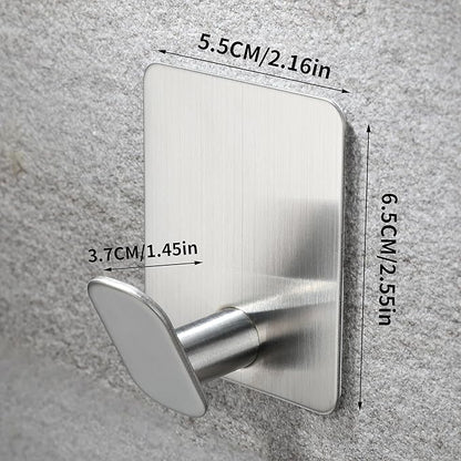 YIGII Adhesive Towel Hooks, 4 Pack Coat Hooks Stainless Steel Stick on Wall Hook for Bathroom/Kitchen, Waterproof Towel Hanger for Robe, Hats