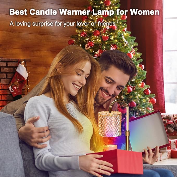 Candle Warmer Lamp, Candle Warmer Lamp with Timer, Wax Warmer with RGB Light and Dimmer, Height Adjustable - Perfect Housewarming Gift for Mom and Women