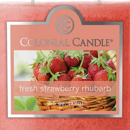 Colonial Candle Fresh Strawberry Rhubarb Scented Jar Candle, 2 Wick, 3.5 oz, Mottled Wax Candle