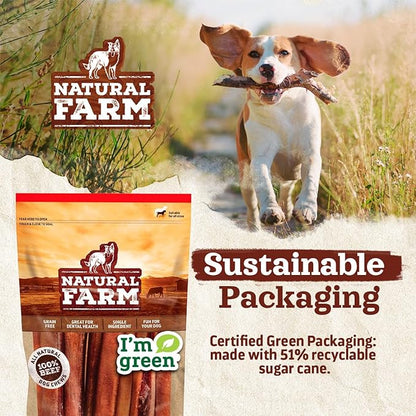 Natural Farm Bully Sticks Stuffed Collagen Sticks for Dogs (6 Inch, 15-Pack), Rawhide-Free Collagen Sticks, Natural Dog Chews, Long Lasting, for Small, Medium and Large Dogs, Great Rawhide Alternative