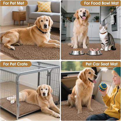 IM HOME Dog Door Mats for Muddy Paws, 30" X 20" Chenille Absorbent Doormat, Non Slip Heavy Dog Rugs for Muddy Paws, Soft Indoor Door Mat for Entryway, Mud Paw, Inside Floor, Camel