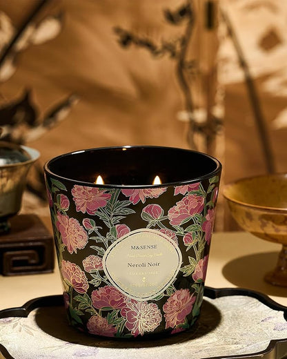 M&SENSE Neroli Noir Scented Candle, 28.2oz 3 Wick Natural Soy Wax Large Candles, Long Lasting Clean Slow Burning No Toxic Décor for Home Relaxation, Romantic Dates & Gift-Giving