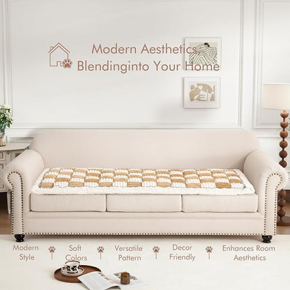 Couch Cover for Sofa, Sectional Couch Cover for Dogs, Sofa Cover Washable, Cushion Cover Blanket Pad Bed Mat for Pets, Fleece Furniture Protector, Camel, 27.6x70.9in