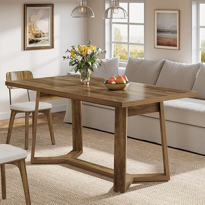 Tribesigns Rectangle Dining Table for 4, 47-Inch Wooden Kitchen Table, Farmhouse Dinning Room Dinner Table for Living Room, Small Spaces, Easy Assembly, Heavy Duty (Rustic Brown)