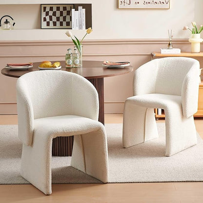 Dining Chair Upholstered Set of 4,Stylish Accent Barrel Side Chairs Cozy Sofa Chairs Teddy Velvet Comfortable Armchairs for Bedroom Reading Room Waiting Room Kitchen Dining Room