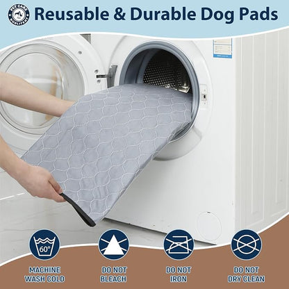 Washable Pee Pads for Dogs, Reusable Puppy Pads 48x65, 3 Pack, White Grey | Reusable, Fast Absorbent, Waterproof, Non-Slip, For Whelping, Training, Incontinence & Potty, For Dog Playpen, Crate, Car