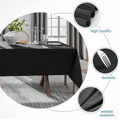 VidaFete Tablecloth 60 * 120inch 10 Pack Rectangle Table Cloth Polyester, Stain Wrinkle Resistant Dining Table Cover for Kitchen Dinning Party Wedding Rectangular Tabletop Buffet Decoration(Black)