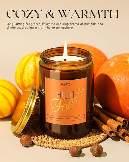 AOOVOO Hello Fall Candles - 22 oz Scented Candles, Aromatherapy Candle, Soy Candle for Home Scented