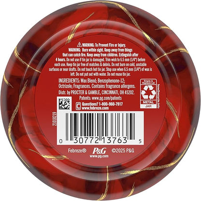 Febreze Scented Candle, Baked Cinnamon Apples Scent, 4 Wick Candle, Reusable Tin, Long Lasting Even Burn, Giftable for Holidays, 11oz, Single Pack