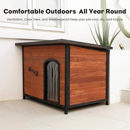 Large Solid Wooden Dog House,Suitable for Both Indoor and Outdoor, Suitable for Large Dogs and Animals of The Following Size, Easy to Clean,Can DIY,45.75" W x 31.25" D x 32.5" H,Grey