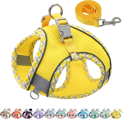 AIITLE Tiny Dog Harness - Lightweight Mesh Step-in Vest for Puppy, Reflective & Escape-Proof Design with High-Stick Magic Tape - Indoor/Outdoor Use for Chihuahua, Maltese, Shih Tzu(Yellow, XXXS)