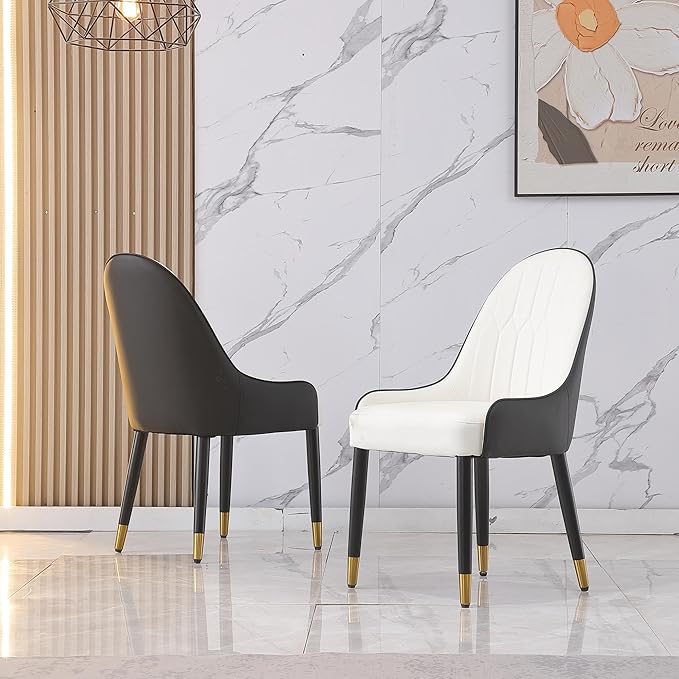Dining Chairs Set of 2, Modern Faux Leather Dining Metal Legs for Living Kitchen Dining Room