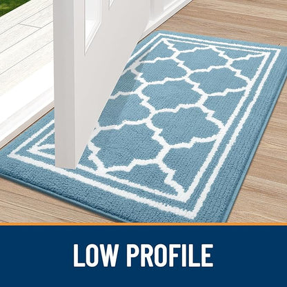 Buganda Indoor Door Mat, Dirt-Resistant and Absorbent Doormat, Anti-Slip, Low Profile Floor Mats for Inside Entryway, Front, and Back Door Entrance (32x20 Inches, Lake Blue)