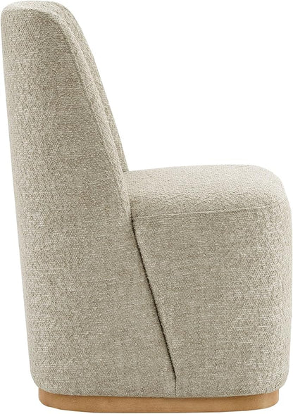 CHITA Upholstered Rolling Dining Chair on Casters Set of 2, FSC Certified Modern Fabric Dining Chair with Casters, Boucle Dining Chairs for Reading Room Waiting Room Kitchen Dining Room, Oatmeal