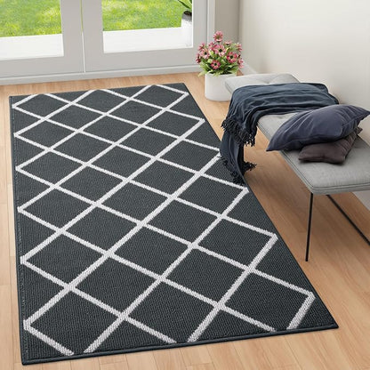 Finchitty Indoor Door Mat, Dirt Resistant and Absorbent, Low-Profile, Non-Slip, Washable Inside Floor Mats for Front Door, Back, and Entrance, 59" x 35", Charcoal