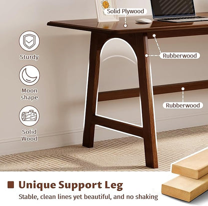 IOTXY Solid Wood Writing Table - 48" W x 24" D Minimalist Computer Desk for Home Office, Work, Study, Creativity, and PC Workstation, Walnut