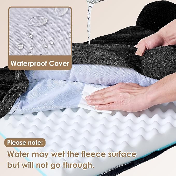 EHEYCIGA Large Dog Bed Memory Foam for Crate, Orthopedic Dog Bed Large Size Dogs with Washable Removable Cover, Waterproof Pet Sofa Couch with Nonskid Bottom, 35x22x6, Black | Small Dog Sofa with Washable Removable Cover, Waterproof Pet Couch for Crate...