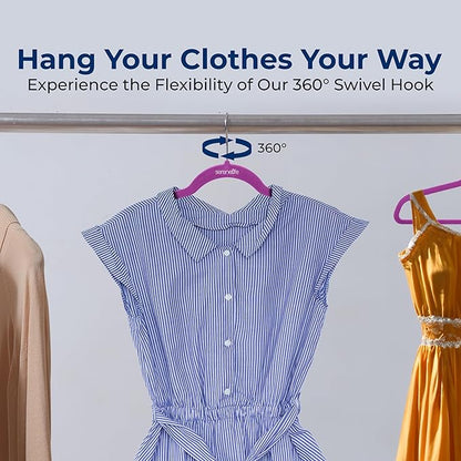 SereneLife 150 Pack Velvet Hangers - Non-Slip with 360° Swivel Hook - Ultra-Thin, Lightweight, Space-Saving, Felt Hangers for Shirts, Sweaters, Hoodies, Kids Clothes & Dresses