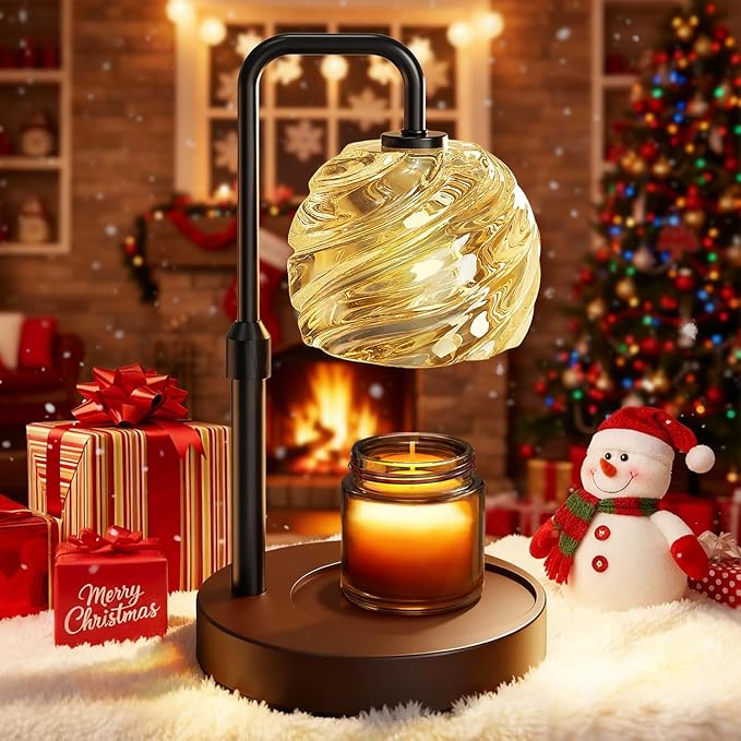 WarmEmbrace Candle Warmer Lamp with Timer for Jar Candles - Dimmable, Height and Brightness Adjustable Electric Wax Warmer Black, 2 Bulbs Included, House Warming Gift & Vintage Home Decor