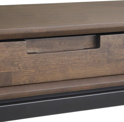 SIMPLIHOME Banting Desk - 72 Inch Wide Solid Hardwood and Metal Writing Desk in Walnut Brown, Modern Industrial Home Office Computer Table for Study with 2 Drawers and Flip-Down Keyboard Tray