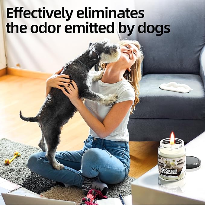 Vanilla Bean Odor Eliminating Candles for Home Scented, Eliminates 99% of Pet, Smoke, Food and Other Smell Quickly, Highly Scented Candle, Premium Soy Candle Set for Women