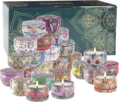 24 Pack Scented Candles Set for Home, Relaxing Stress Relief, Aromatherapy - Natural Soy Wax and Fragrance - Gifts for Women, Mom, Best Friend, Wife, Birthday