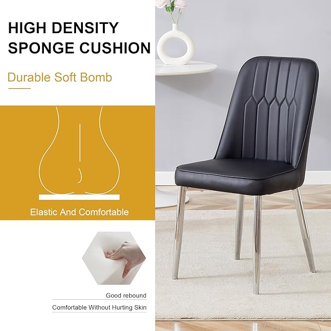 Dining Chairs Set of 8，Modern Dining Chairs, Equipped with PU Leather Backrest Cushions and Metal Legs, Suitable for Restaurants, Kitchens, and Dining Room Chairs