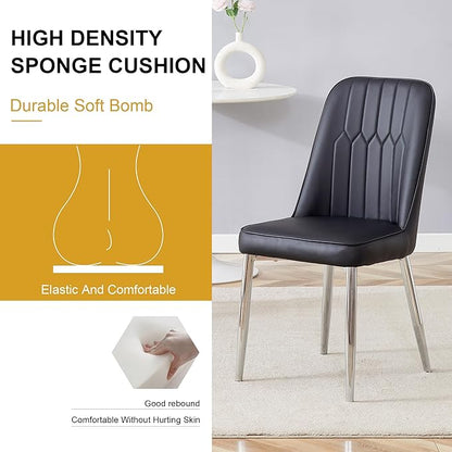 Dining Chairs Set of 2，Modern Dining Chairs, Equipped with PU Leather Backrest Cushions and Metal Legs, Suitable for Restaurants, Kitchens, and Dining Room Chairs