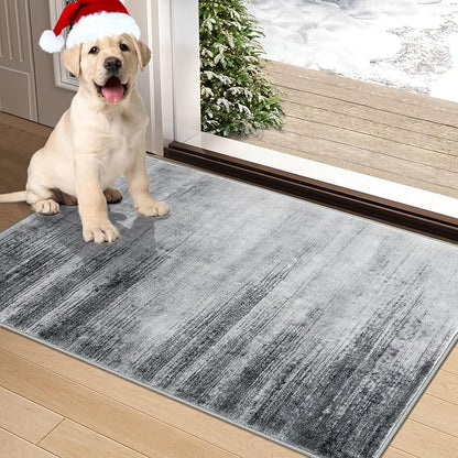 COMSLE Door Mat Soft Absorbent Indoor Front Entryway Rug Machine Washable Entrance Mats for Muddy Paws Non Slip Throw Rugs 20" x 32" Doormat for Inside Foyer Bedroom - Gray